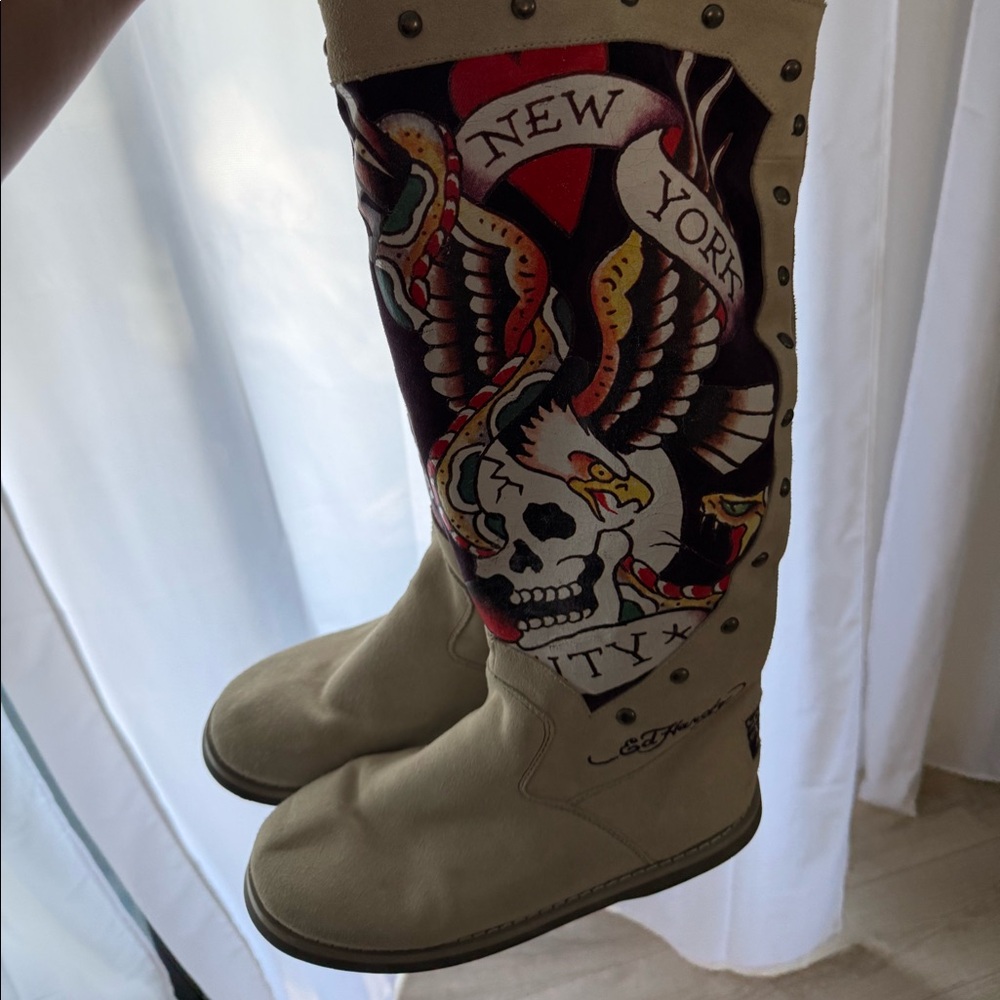 (Size 10) Ed Hardy Tall Boots New York